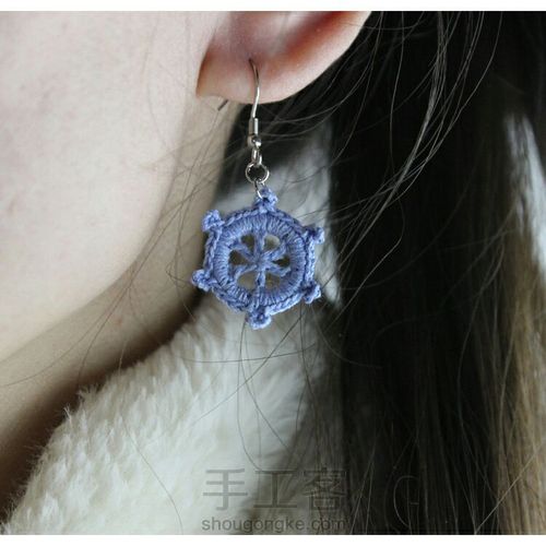 舵盘-精致钩针耳环 第2步