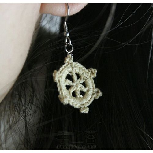 舵盘-精致钩针耳环 第3步