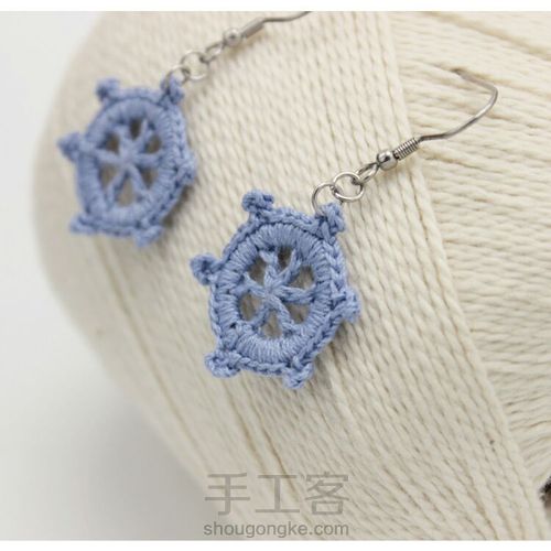 舵盘-精致钩针耳环 第9步
