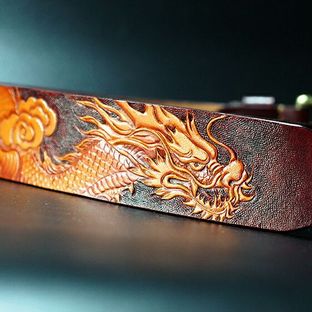 浓浓中国风——云龙腰带的雕刻染色技巧分享