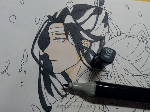 魔道祖师马克笔手绘（汪叽） 第5步