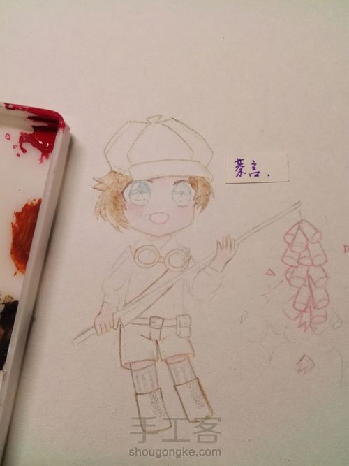 用水彩画一只小奈布！ 第5步