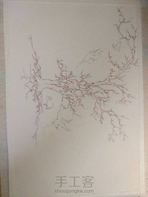 【原创水彩】树精的绘画过程 第1步