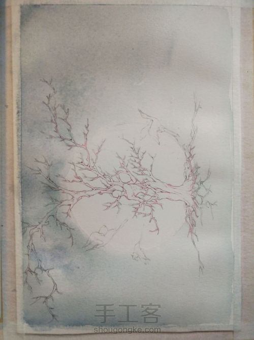 【原创水彩】树精的绘画过程 第2步
