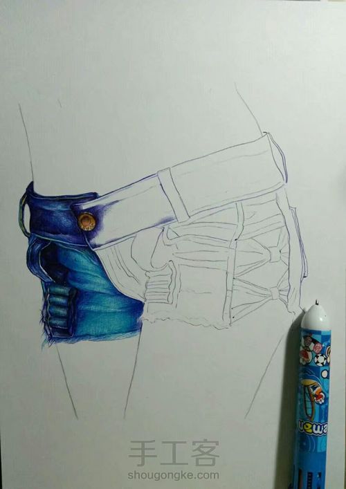 女子牛仔短裤系列 第2步