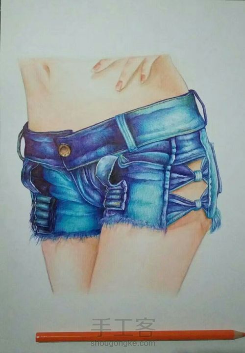 女子牛仔短裤系列 第5步