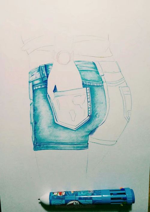 女子牛仔短裤系列 第2步