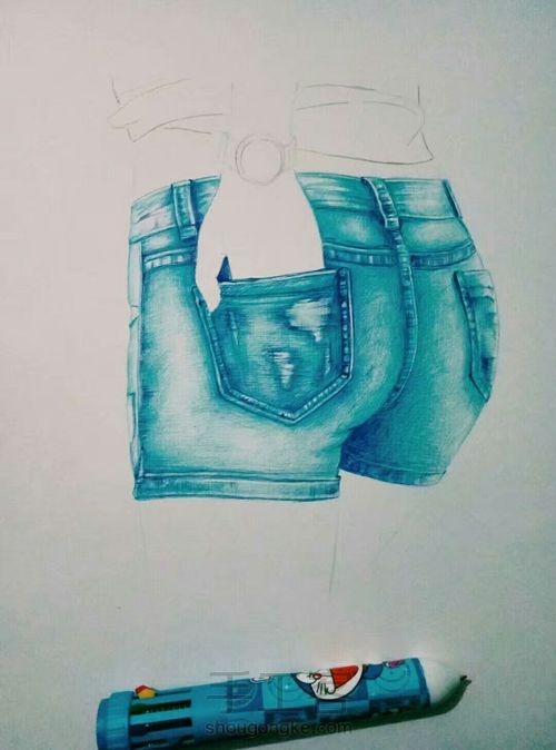 女子牛仔短裤系列 第3步