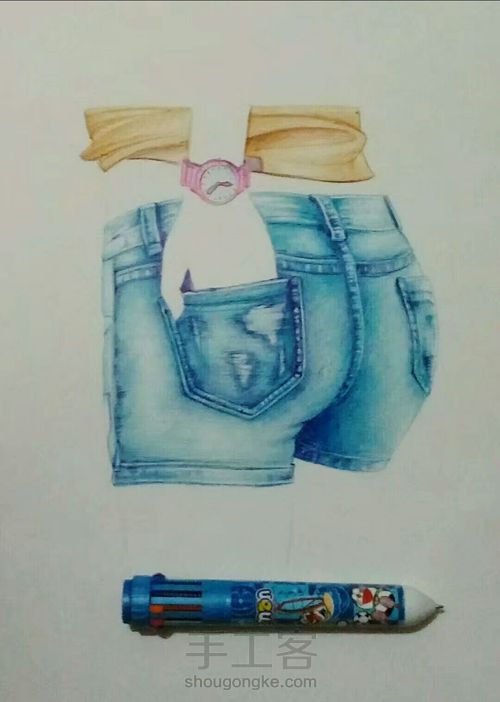 女子牛仔短裤系列 第4步