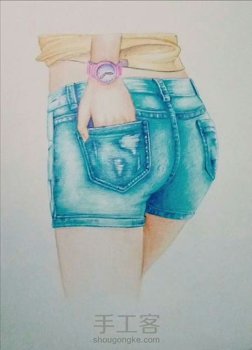 女子牛仔短裤系列 第5步