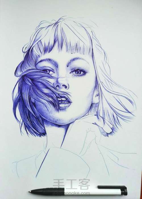 圆珠笔人物画 第3步