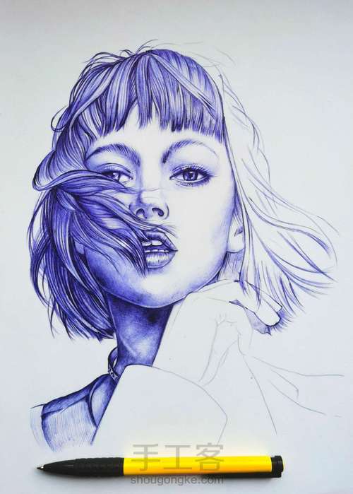 圆珠笔人物画 第4步