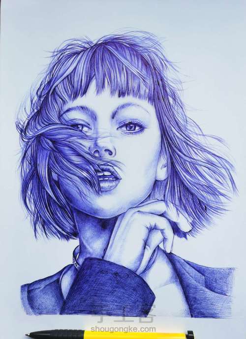 圆珠笔人物画 第6步