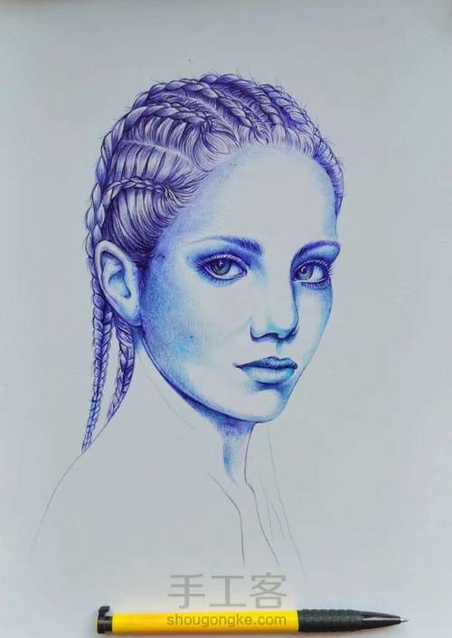 圆珠笔画人物头像 第5步