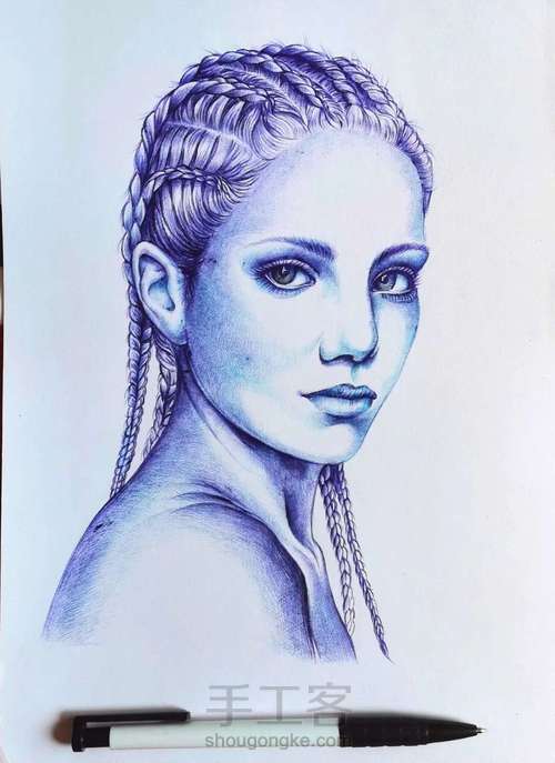 圆珠笔画人物头像 第7步