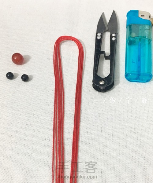 斜卷结手绳,第一次拍过程图 第2步