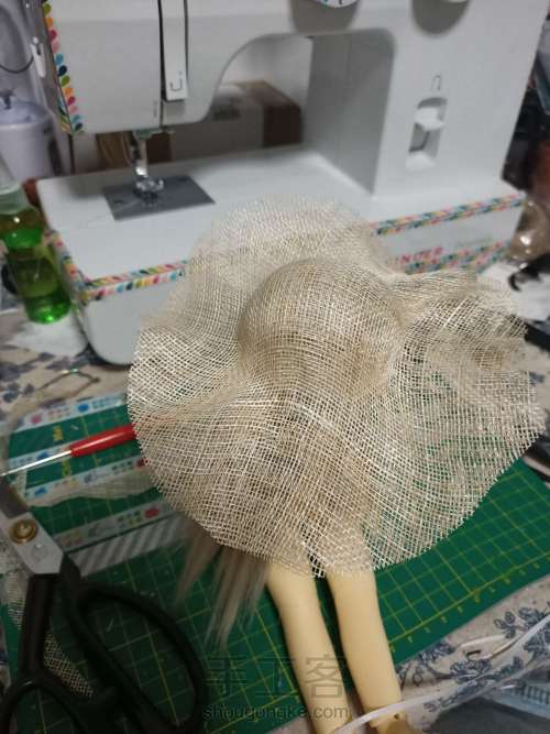 帽子 bjd帽子 度假系列麻纱帽的制作 第1步