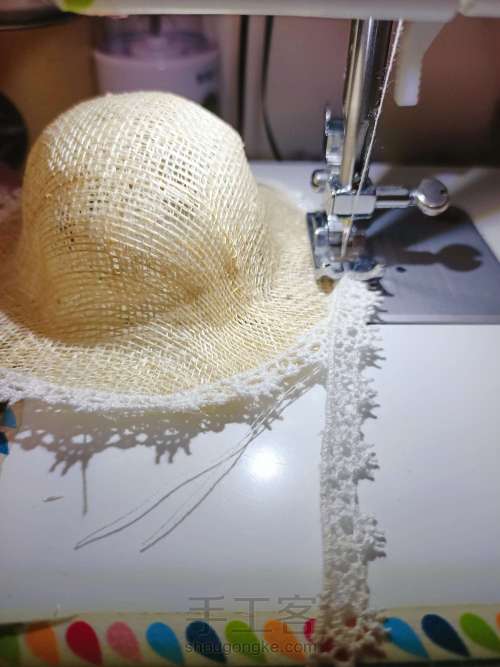 帽子 bjd帽子 度假系列麻纱帽的制作 第4步