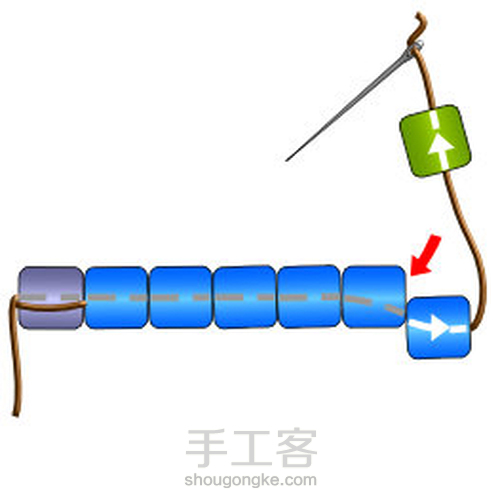 米珠编织基础技法4详细-peyote 第3步