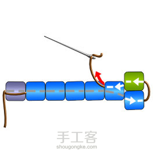 米珠编织基础技法4详细-peyote 第4步