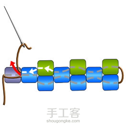 米珠编织基础技法4详细-peyote 第7步