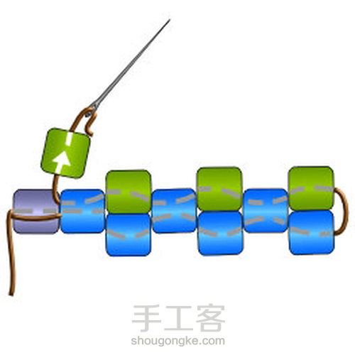 米珠编织基础技法4详细-peyote 第8步