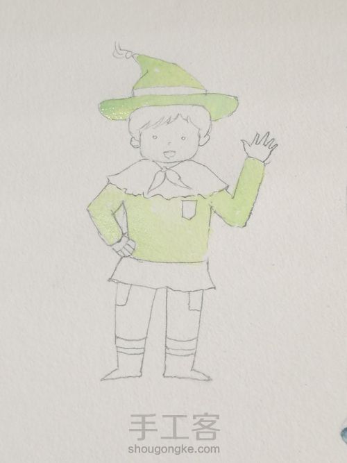 水彩插画可爱人物 第2步