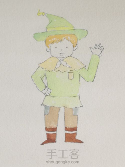 水彩插画可爱人物 第4步