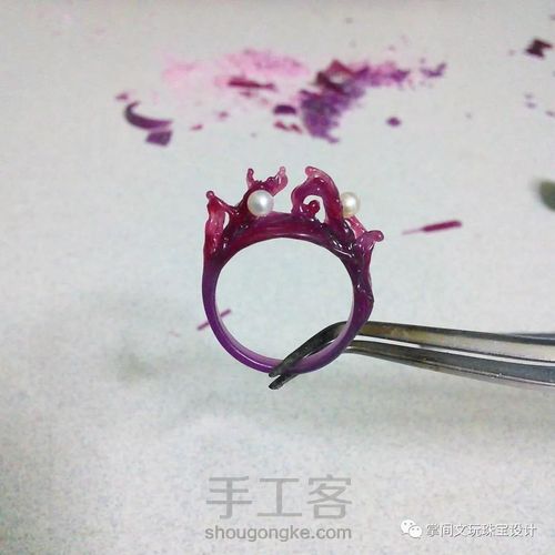 【掌间手工学院】失蜡法工艺—立体水花戒指—双珠戏水 第3步