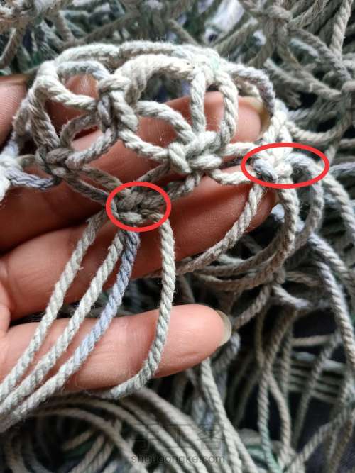 棉绳编织手工渔网包包 第16步