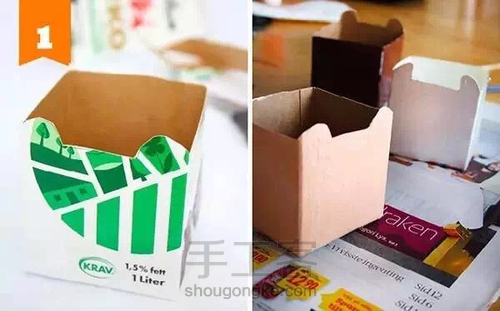 转载 牛奶盒花盆 第1步