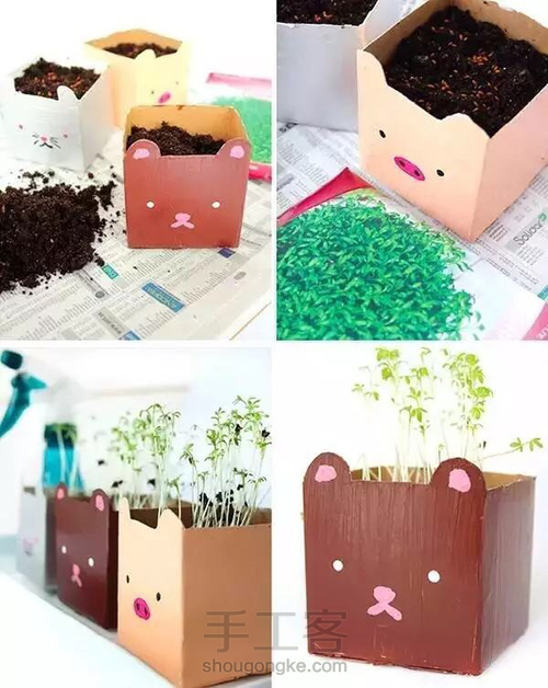 转载 牛奶盒花盆 第3步