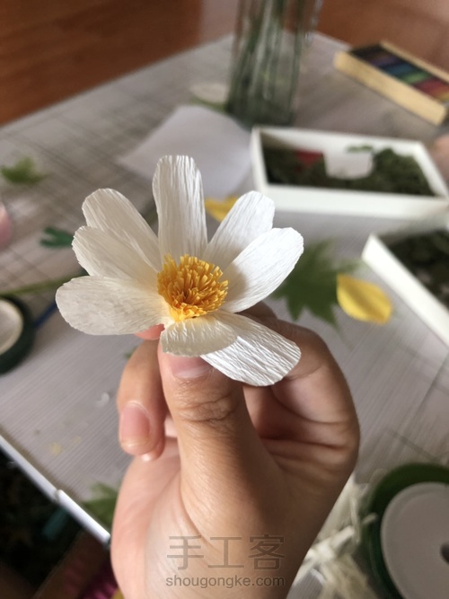 皱纹纸小雏菊，圣洁的爱 第7步