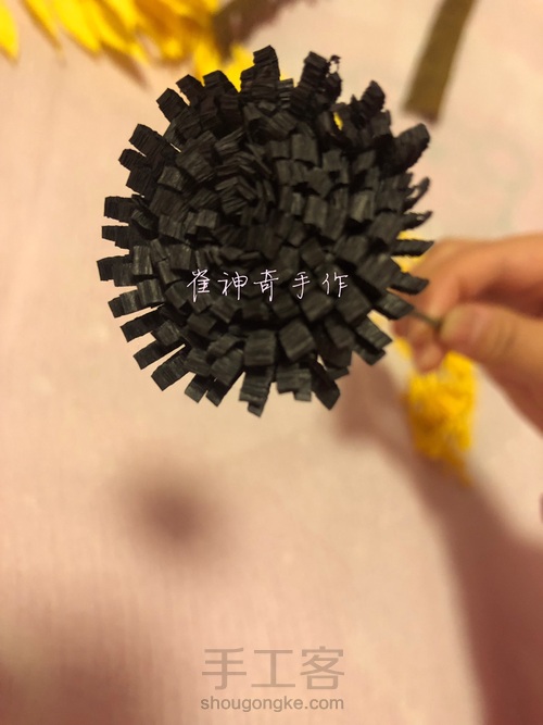 皱纹纸向日葵，沉默的爱🌻 第4步