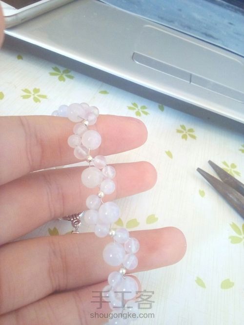 白玛瑙蕾丝猫爪子手链手工编织 第9步