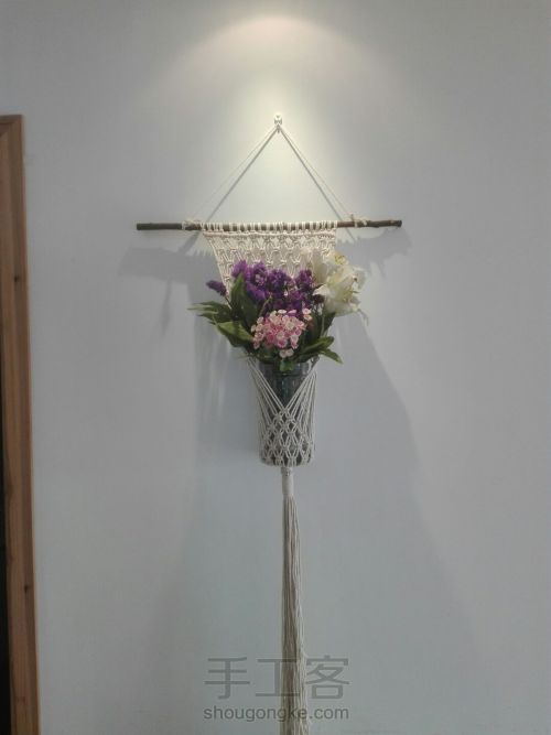 棉绳挂毯插花瓶及花，挂毯花盆、花瓶 第5步