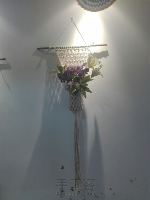 棉绳挂毯插花瓶及花，挂毯花盆、花瓶 第7步