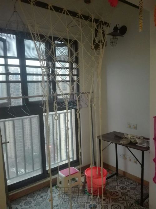 棉绳编织玄关挂帘、挂毯 第4步
