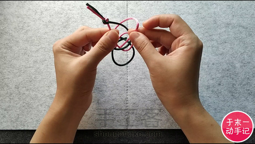 双线纽扣结编法图解【于末一动手记-025记】 第6步