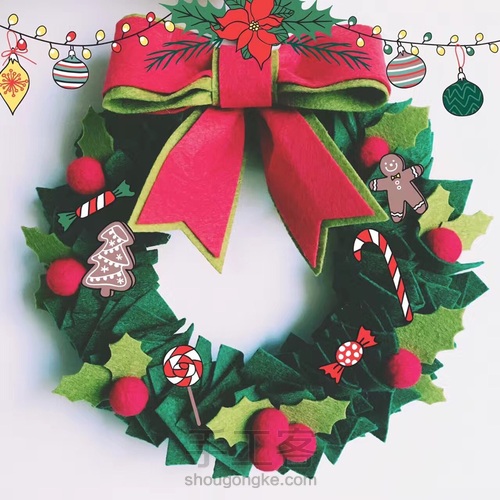 不织布圣诞花环 第8步