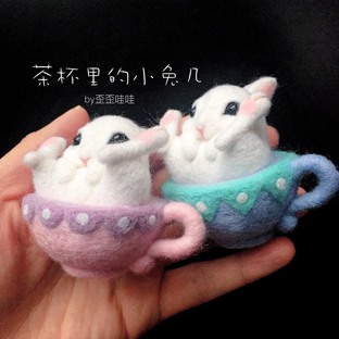 羊毛毡茶杯兔发夹