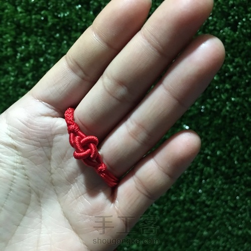 月老红绳 好运连连十字结步骤编法制作手绳项链绳 第5步