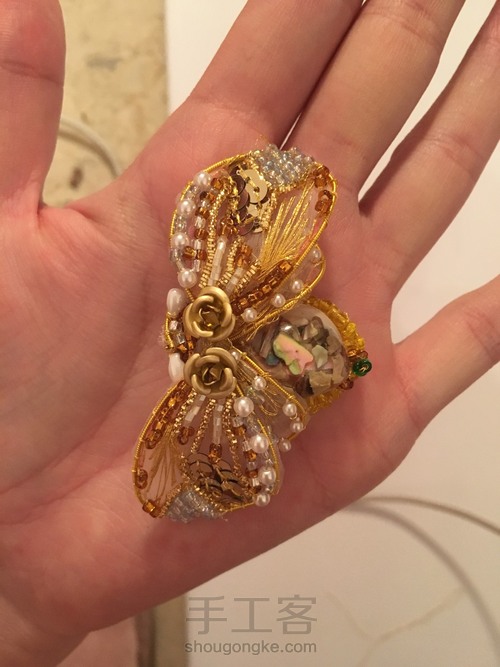 手残党的第二个法式钉珠昆虫 第11步