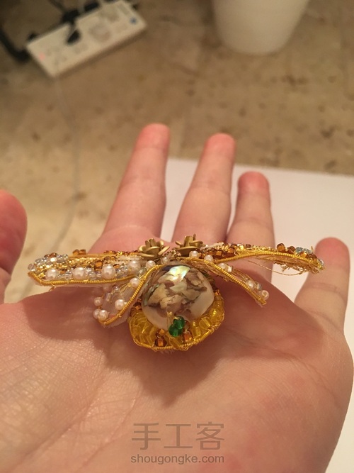 手残党的第二个法式钉珠昆虫 第10步