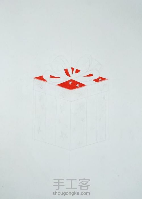 彩铅教程 ‖ 《礼品盒》，平涂技法的练习和简单3D效果的营造 第18步
