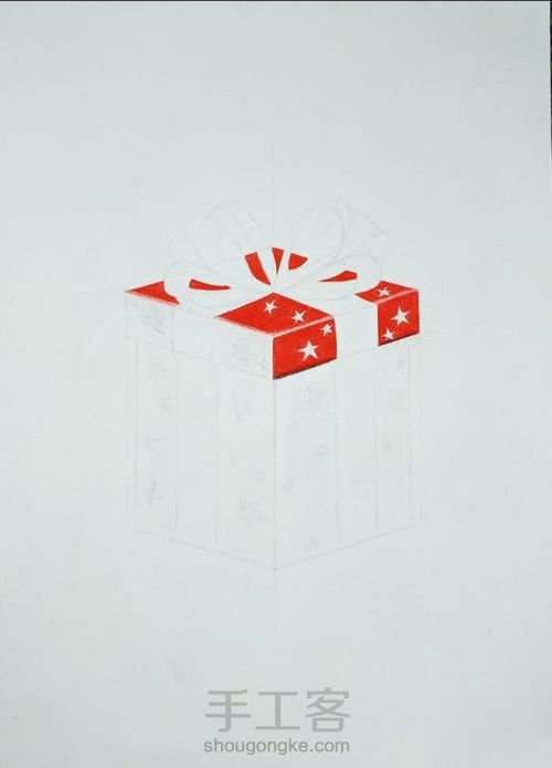 彩铅教程 ‖ 《礼品盒》，平涂技法的练习和简单3D效果的营造 第19步