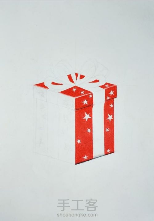 彩铅教程 ‖ 《礼品盒》，平涂技法的练习和简单3D效果的营造 第20步