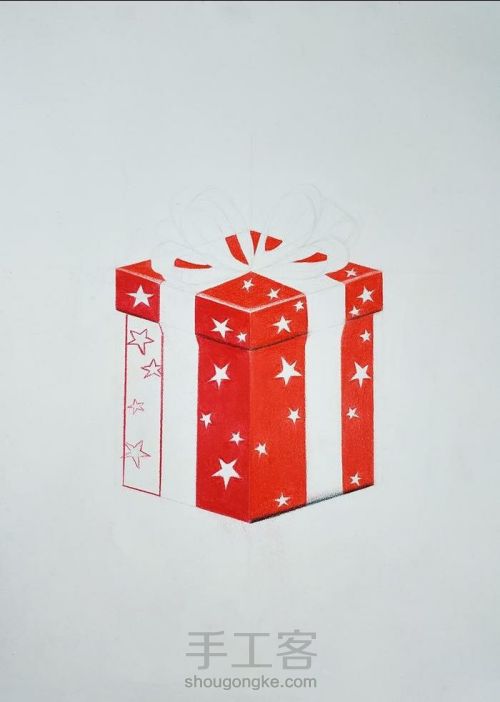 彩铅教程 ‖ 《礼品盒》，平涂技法的练习和简单3D效果的营造 第21步