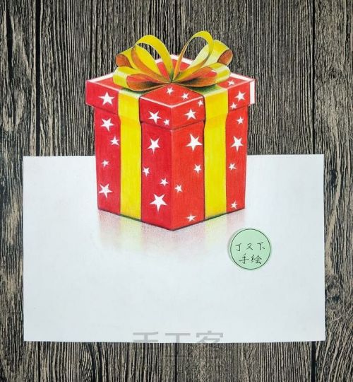 彩铅教程 ‖ 《礼品盒》，平涂技法的练习和简单3D效果的营造 第31步