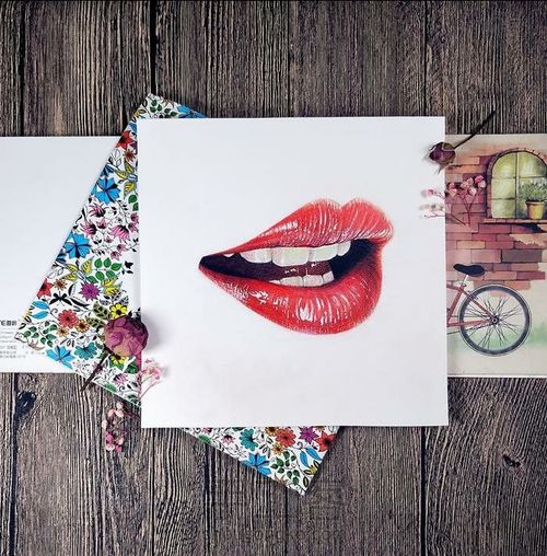 彩铅教程 ‖ 《大红唇》，认识嘴唇的结构，了解明暗对比 第2步